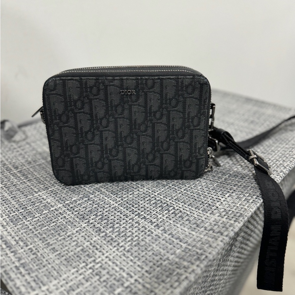 Dior Charcoal Monogram Shoulder Bag
